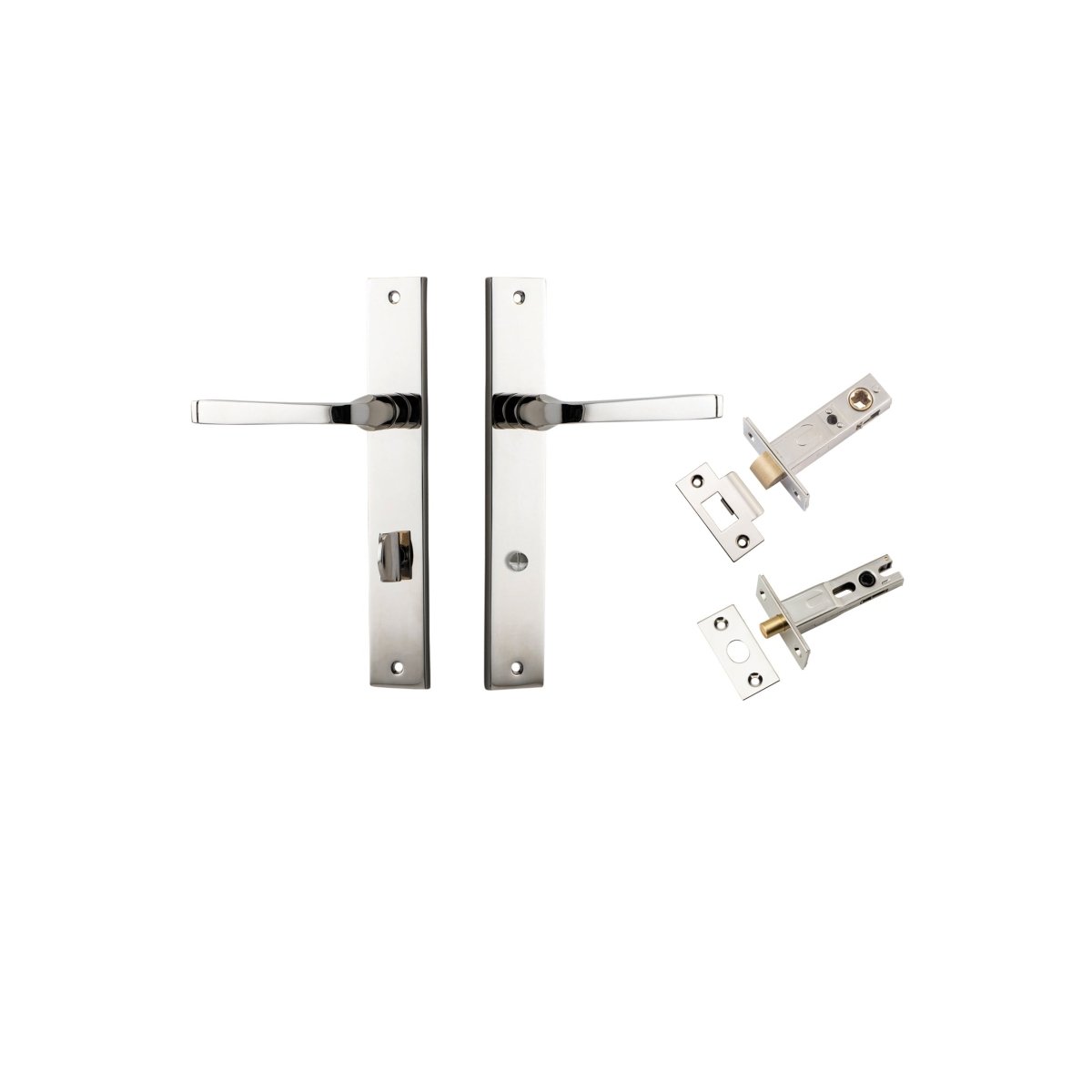 Annecy Lever - Rectangular Backplate - Entry Point - Iver - Polished Nickel - Door Levers