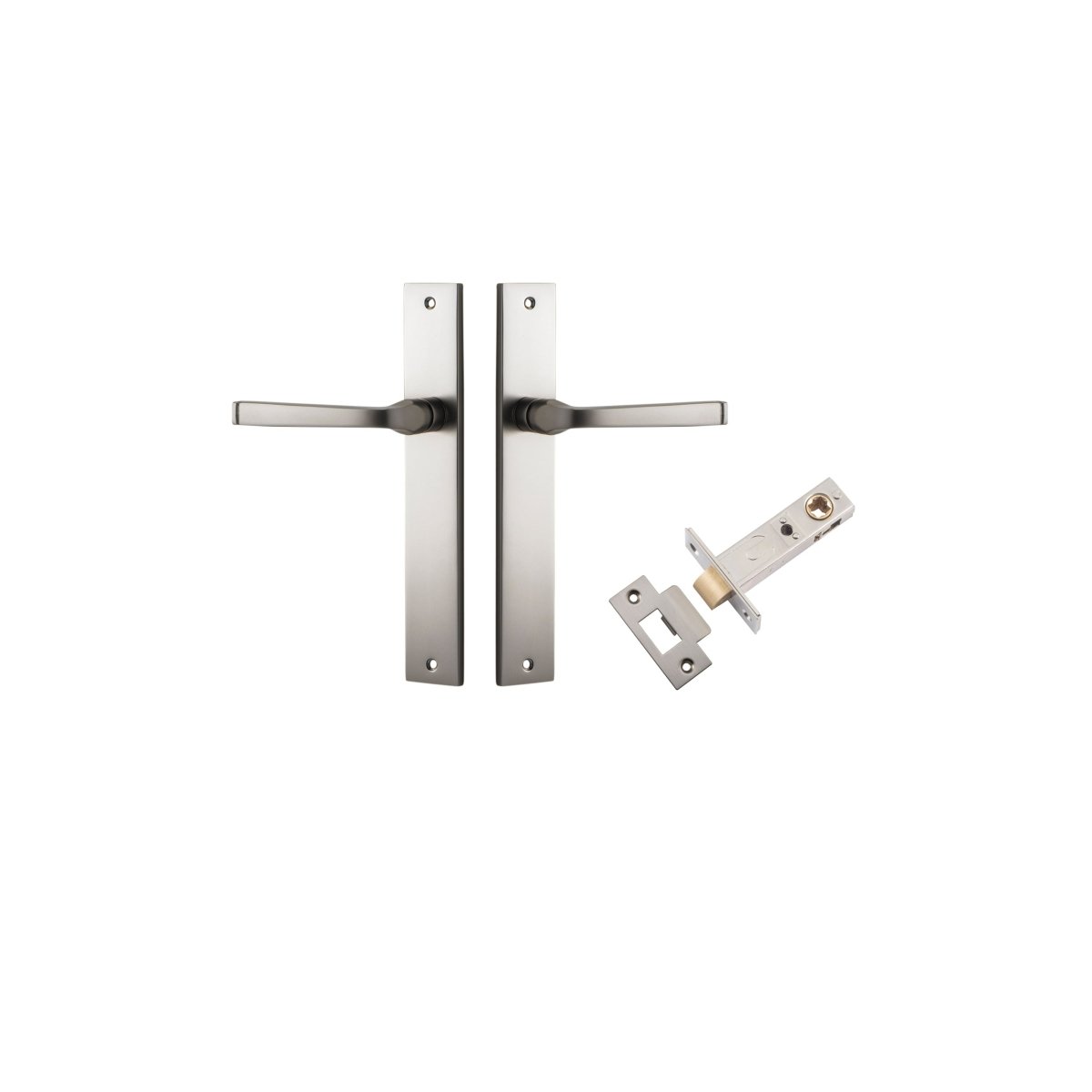 Annecy Lever - Rectangular Backplate - Entry Point - Iver - Satin Nickel - Door Levers