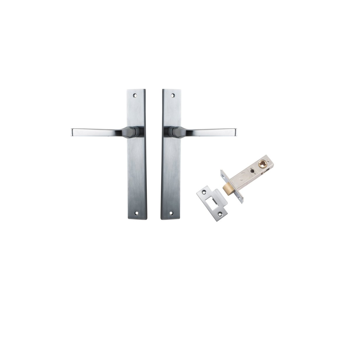 Annecy Lever - Rectangular Backplate - Entry Point - Iver - Brushed Chrome - Door Levers