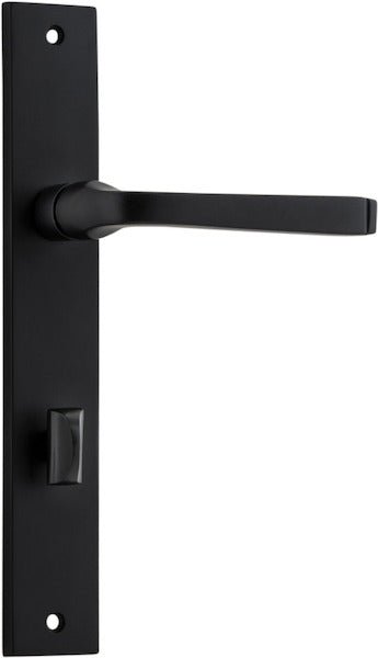 Annecy Lever - Rectangular Backplate - Entry Point - Iver - Matt Black - Door Levers