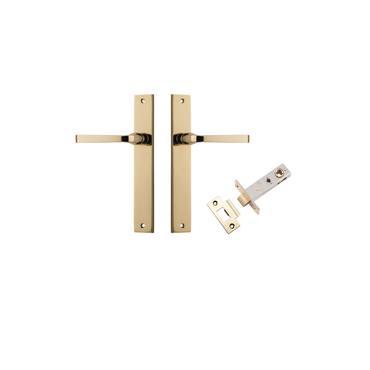 Annecy Lever - Rectangular Backplate - Entry Point - Iver - Polished Brass - Door Levers