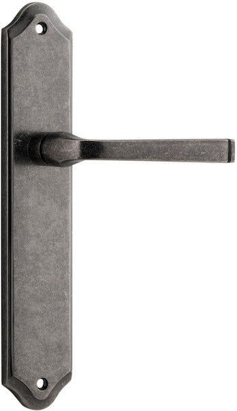 Annecy Lever - Shouldered Backplate - Entry Point - Iver - Distressed Nickel - Door Levers