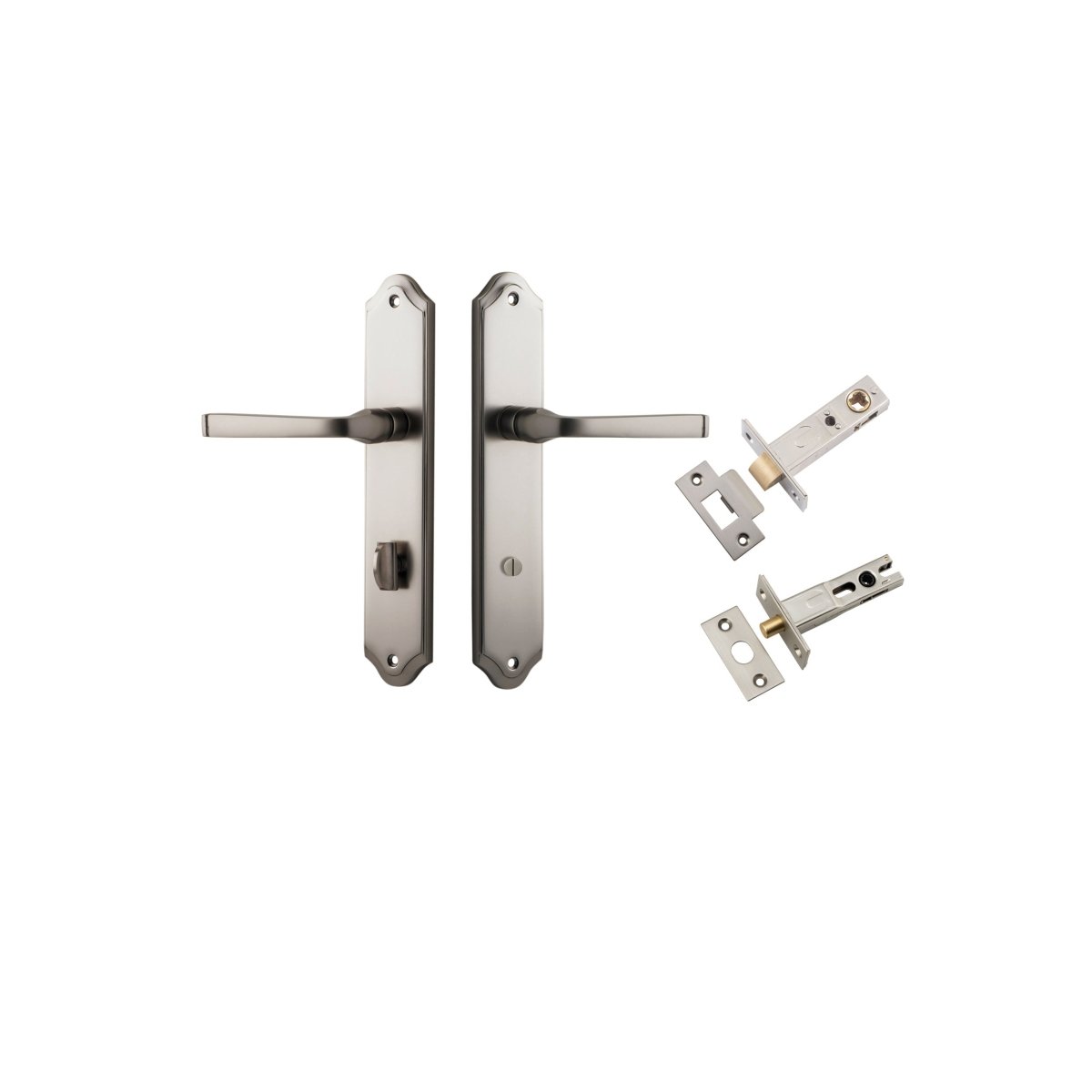 Annecy Lever - Shouldered Backplate - Entry Point - Iver - Satin Nickel - Door Levers