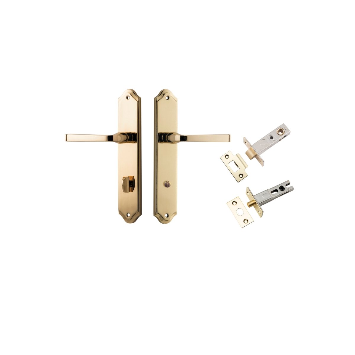 Annecy Lever - Shouldered Backplate - Entry Point - Iver - Polished Brass - Door Levers