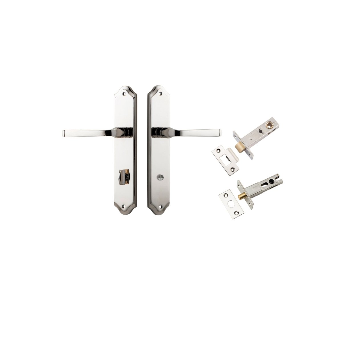 Annecy Lever - Shouldered Backplate - Entry Point - Iver - Polished Nickel - Door Levers