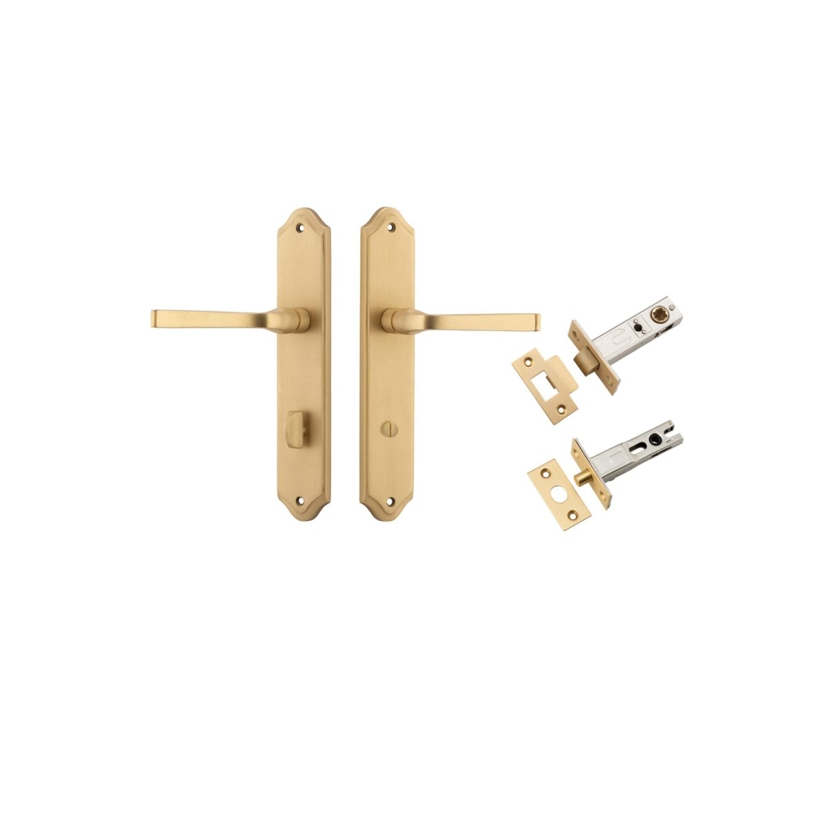 Annecy Lever - Shouldered Backplate - Entry Point - Iver - Brushed Brass - Door Levers