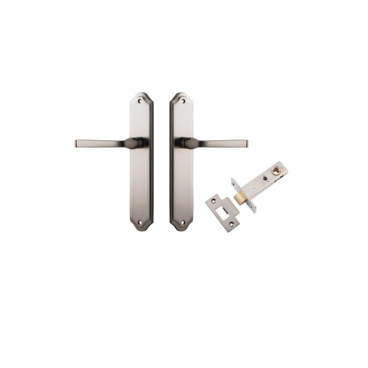 Annecy Lever - Shouldered Backplate - Entry Point - Iver - Satin Nickel - Door Levers