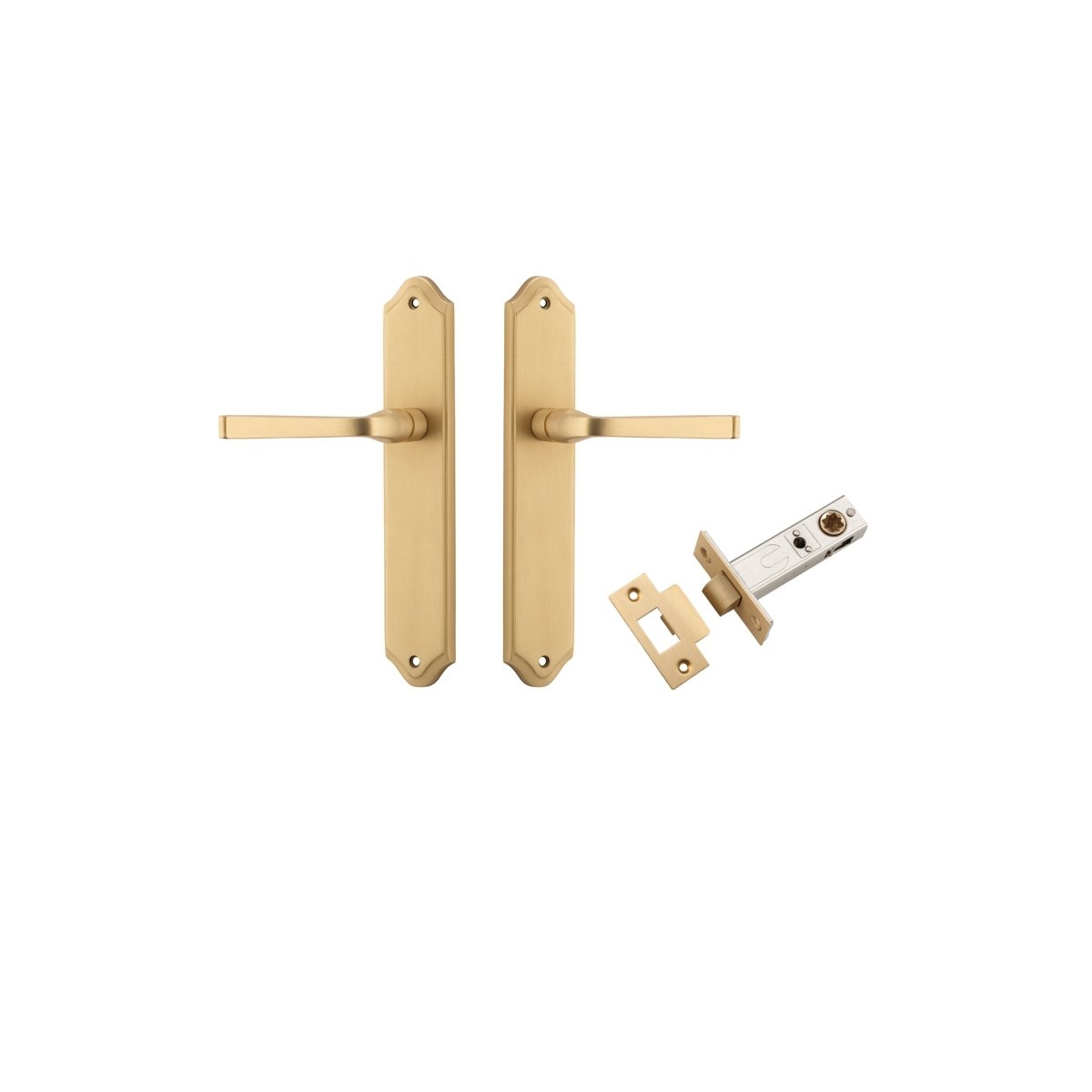 Annecy Lever - Shouldered Backplate - Entry Point - Iver - Brushed Brass - Door Levers