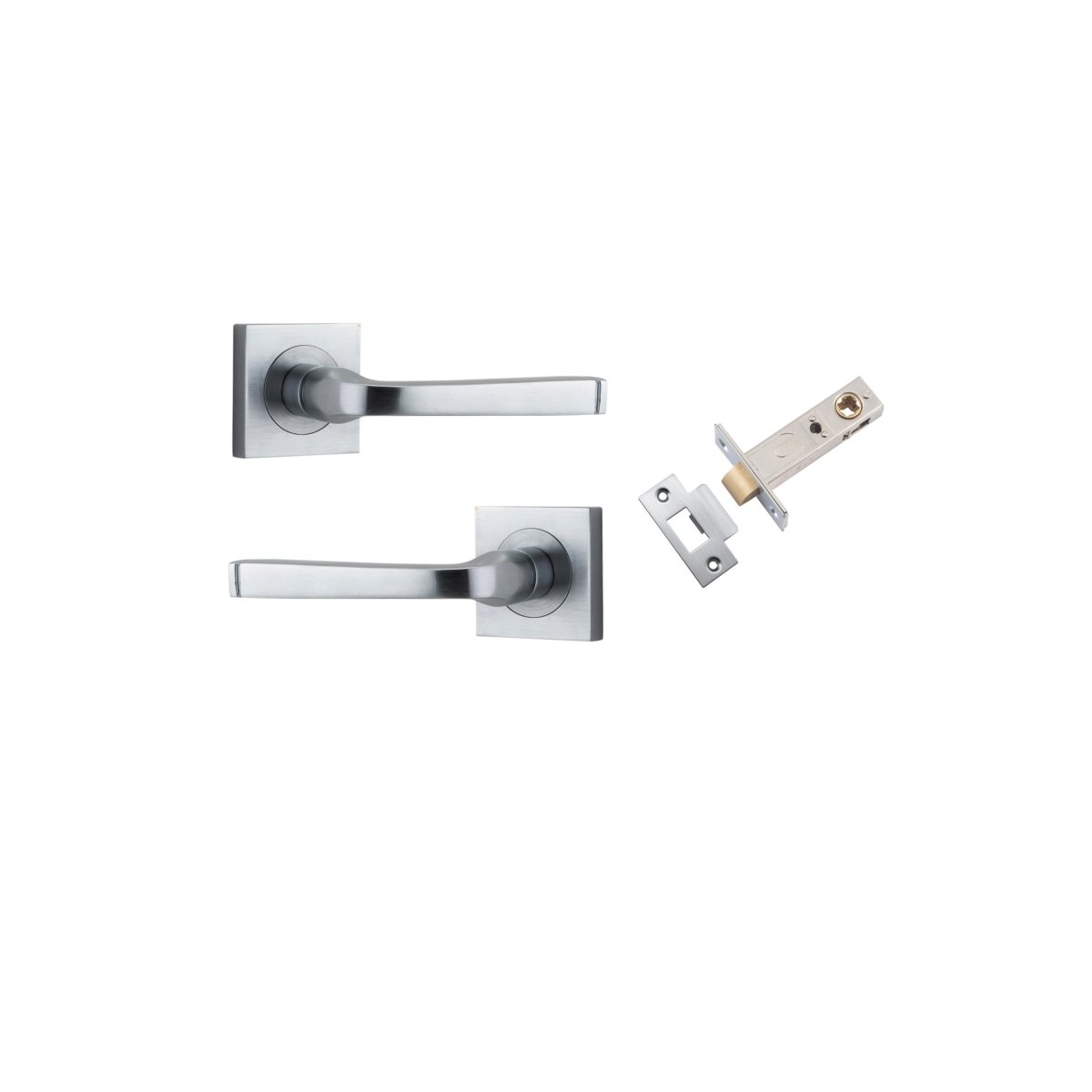 Annecy Lever - Square Rose - Entry Point - Iver - Brushed Chrome - Door Levers - Passage Set - Door Handle - Solid Brass