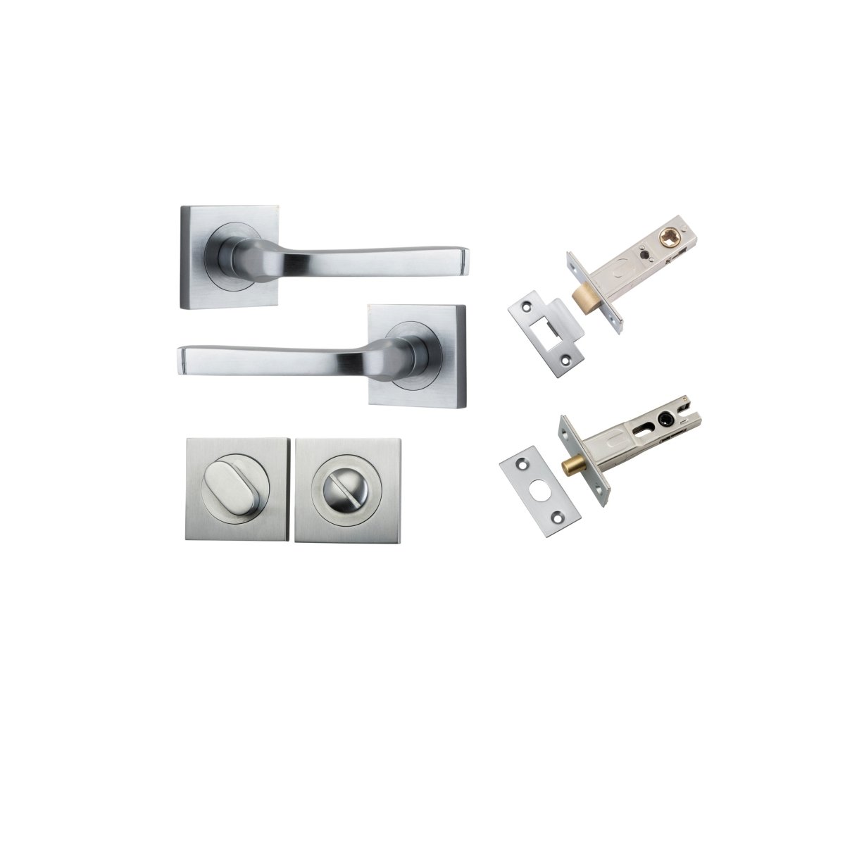 Annecy Lever - Square Rose - Entry Point - Iver - Brushed Chrome - Door Levers - Privacy Set - Door Handle - Solid Brass