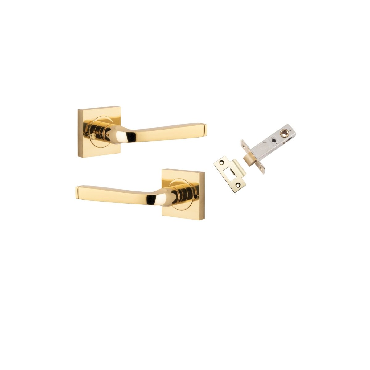 Annecy Lever - Square Rose - Entry Point - Iver - Polished Brass - Door Levers - Privacy Set - Door Handle - Solid Brass