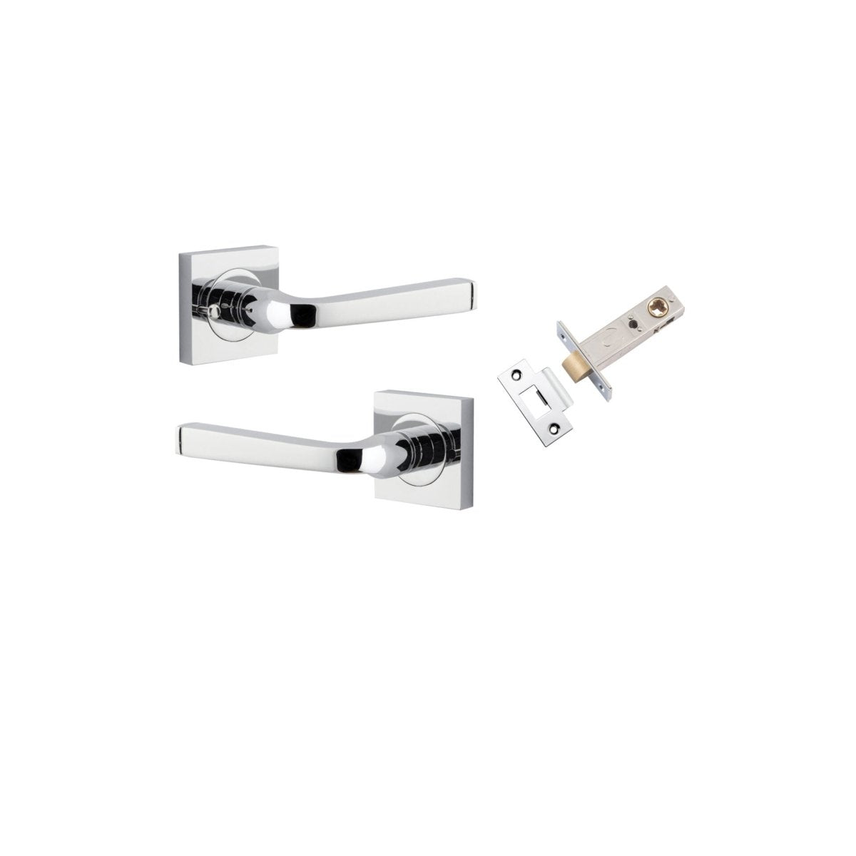 Annecy Lever - Square Rose - Entry Point - Iver - Polished Chrome - Door Levers - Privacy Set - Door Handle - Solid Brass