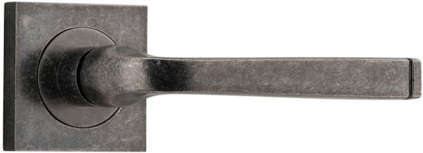 Annecy Lever - Square Rose - Entry Point - Iver - Distressed Nickel - Door Levers - Lever Set Only - Door Handle - Solid Brass