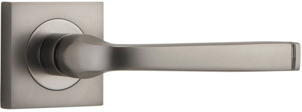 Annecy Lever - Square Rose - Entry Point - Iver - Satin Nickel - Door Levers - Lever Set Only - Door Handle - Solid Brass