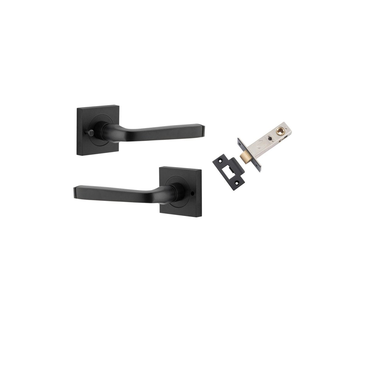 Annecy Lever - Square Rose - Entry Point - Iver - Matt Black - Door Levers - Privacy Set - Door Handle - Solid Brass