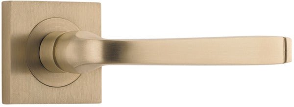 Annecy Lever - Square Rose - Entry Point - Iver - Brushed Brass - Door Levers - Lever Set Only - Door Handle - Solid Brass