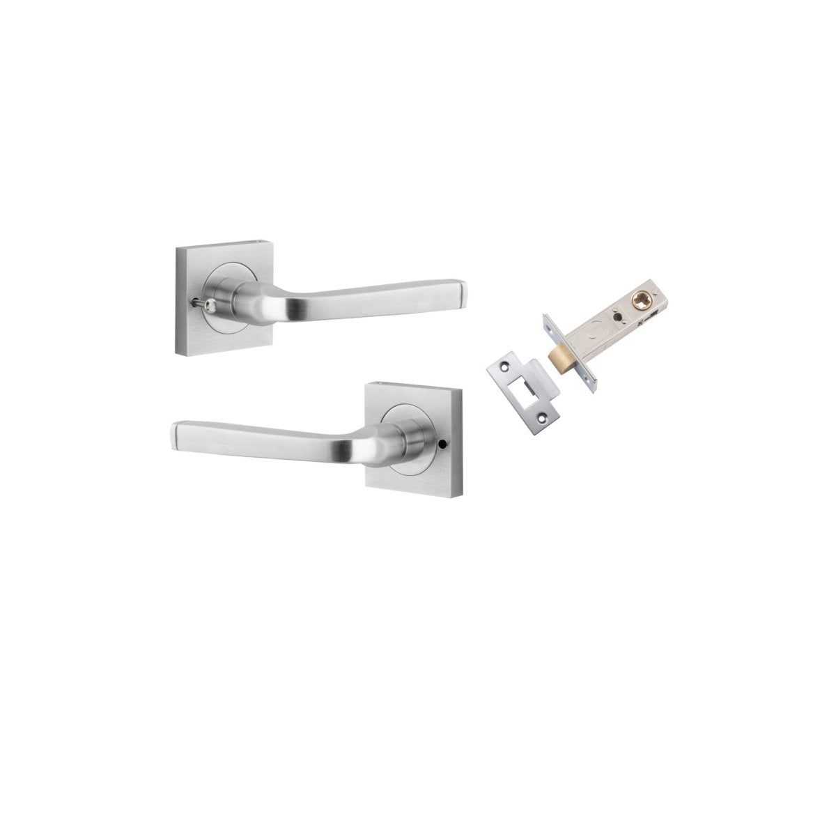 Annecy Lever - Square Rose - Entry Point - Iver - Brushed Chrome - Door Levers - Privacy Set - Door Handle - Solid Brass