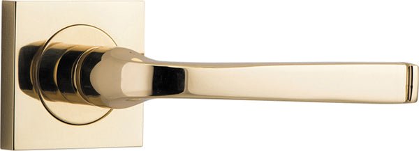 Annecy Lever - Square Rose - Entry Point - Iver - Polished Brass - Door Levers - Lever Set Only - Door Handle - Solid Brass