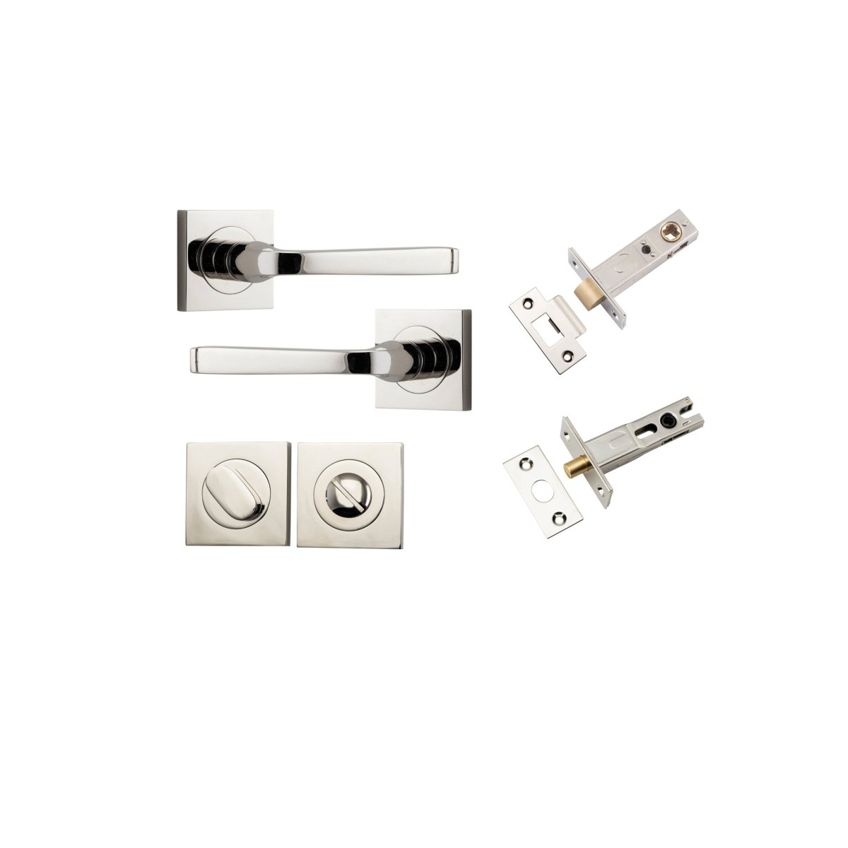 Annecy Lever - Square Rose - Entry Point - Iver - Polished Nickel - Door Levers - Privacy Set - Door Handle - Solid Brass