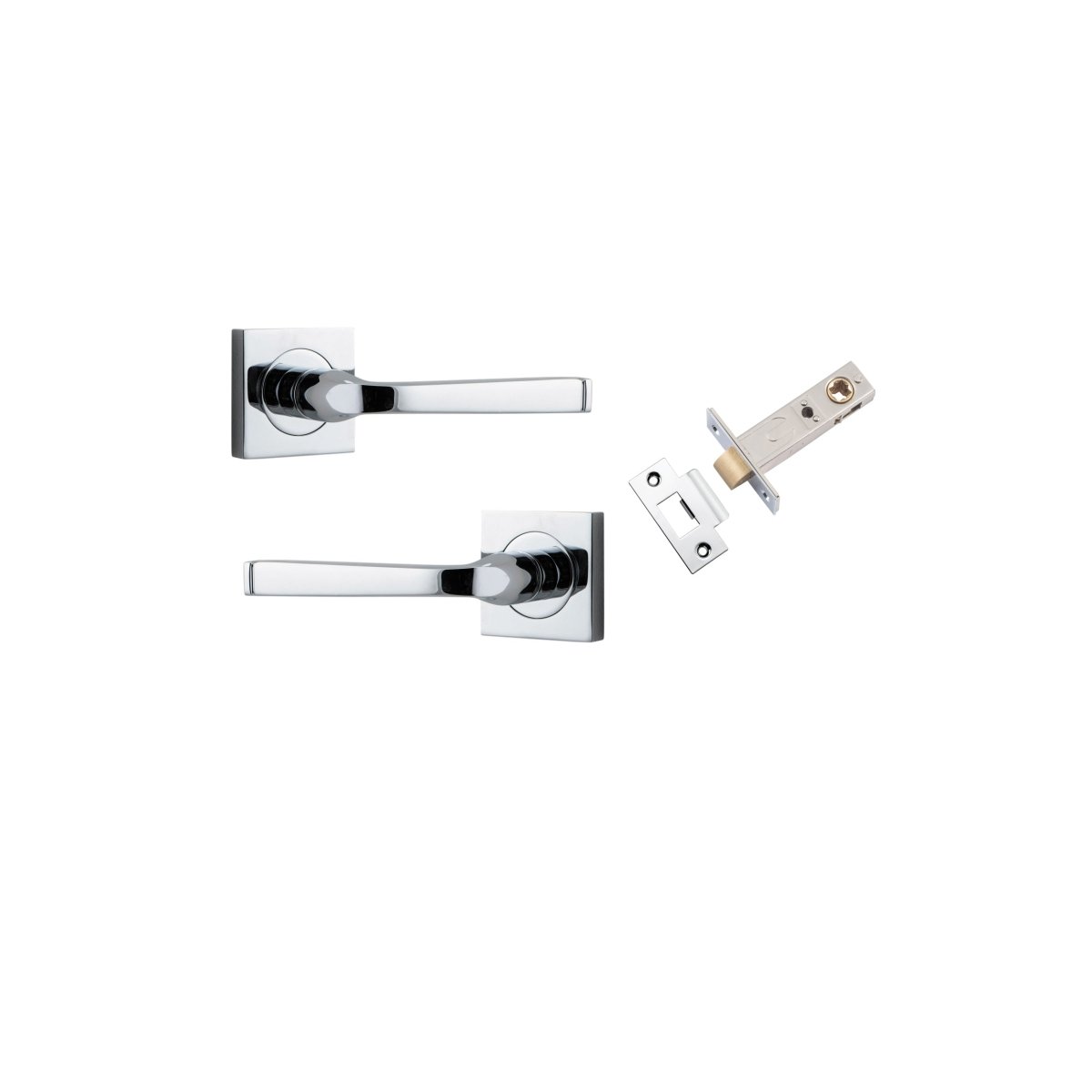 Annecy Lever - Square Rose - Entry Point - Iver - Polished Chrome - Door Levers - Passage Set - Door Handle - Solid Brass