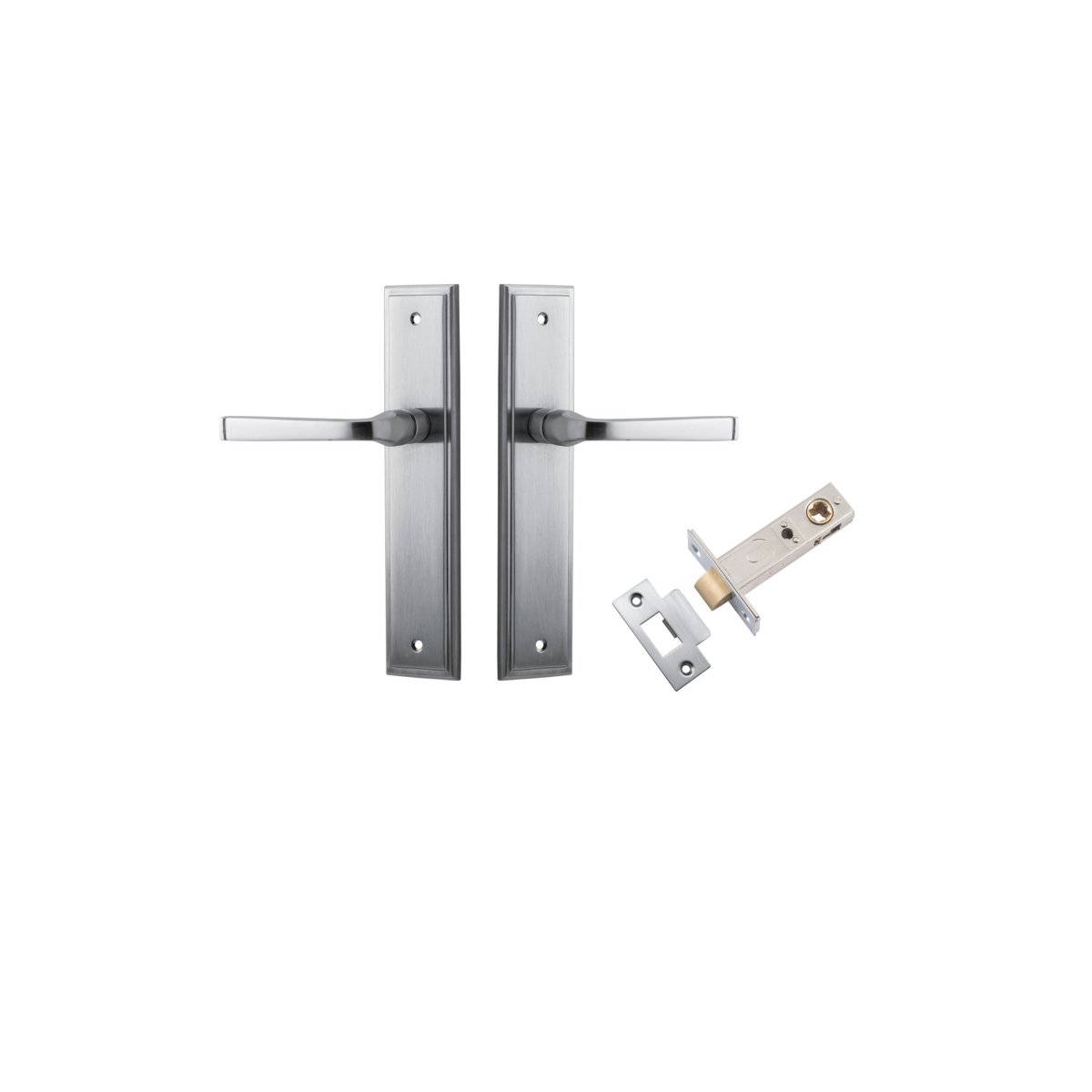 Annecy Lever - Stepped Backplate - Entry Point - Iver - Brushed Chrome - Door Levers