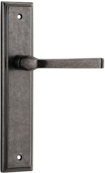 Annecy Lever - Stepped Backplate - Entry Point - Iver - Distressed Nickel - Door Levers