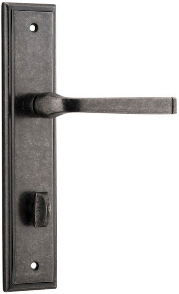 Annecy Lever - Stepped Backplate - Entry Point - Iver - Distressed Nickel - Door Levers