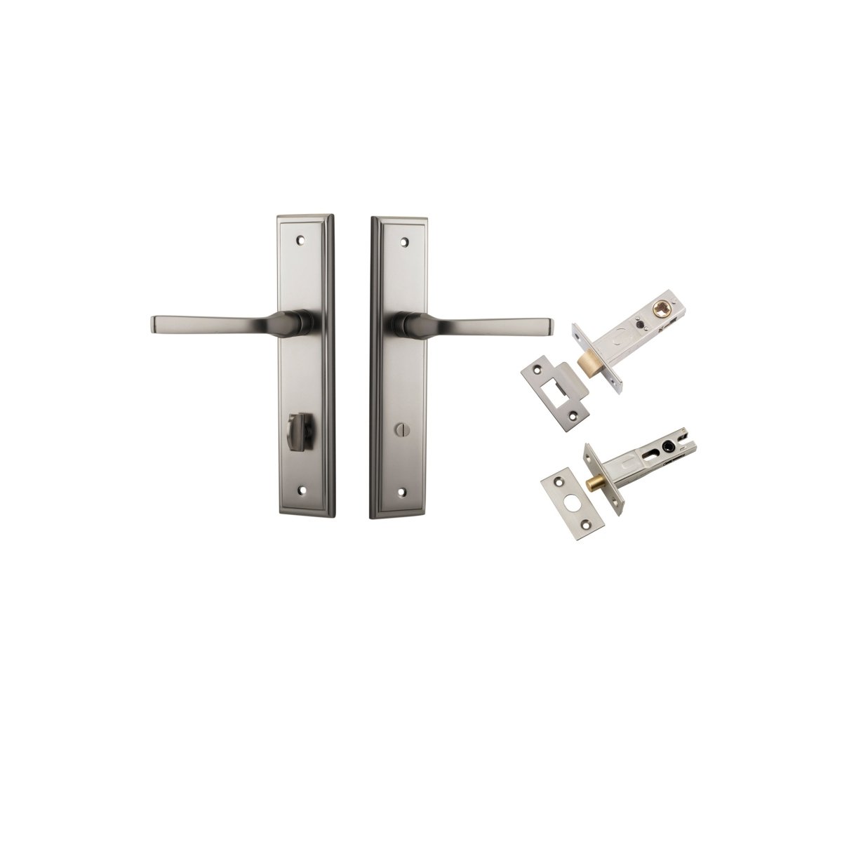 Annecy Lever - Stepped Backplate - Entry Point - Iver - Satin Nickel - Door Levers