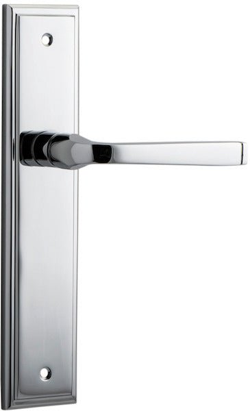 Annecy Lever - Stepped Backplate - Entry Point - Iver - Polished Chrome - Door Levers