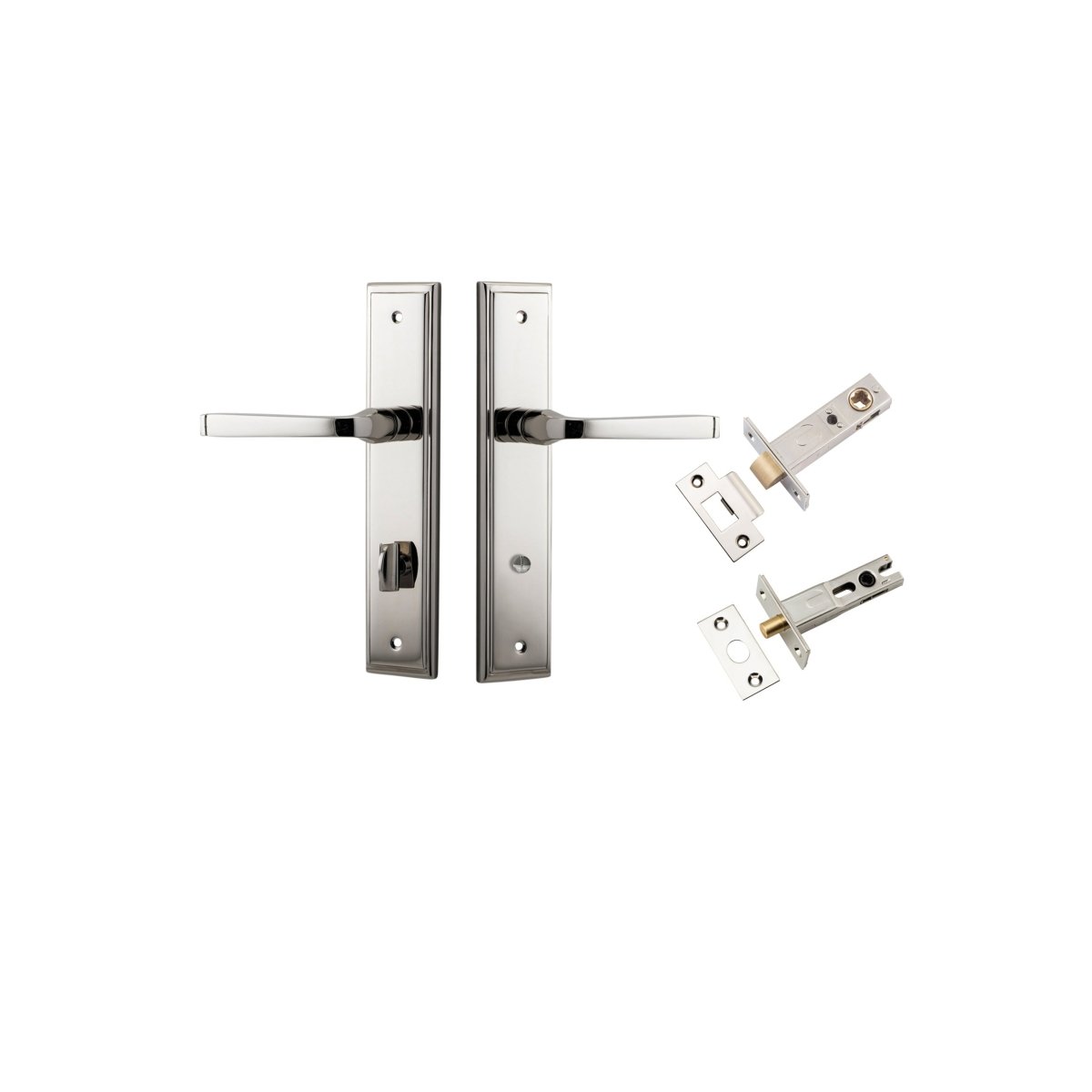 Annecy Lever - Stepped Backplate - Entry Point - Iver - Polished Nickel - Door Levers