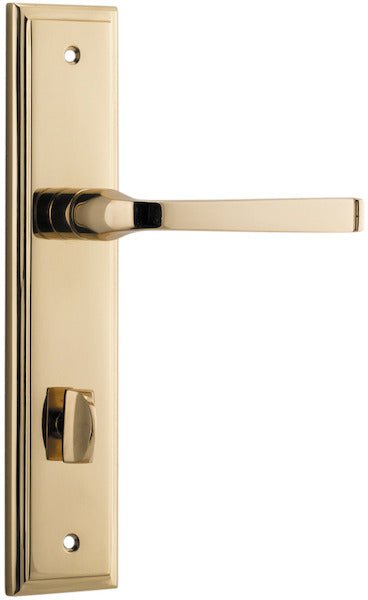 Annecy Lever - Stepped Backplate - Entry Point - Iver - Polished Brass - Door Levers