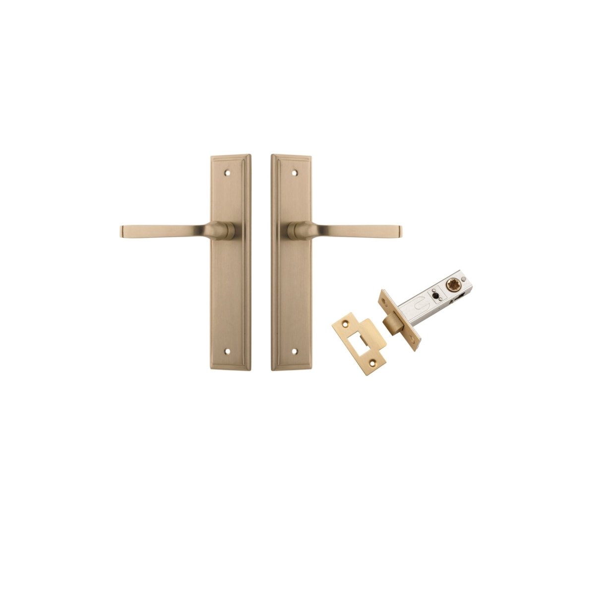 Annecy Lever - Stepped Backplate - Entry Point - Iver - Brushed Brass - Door Levers