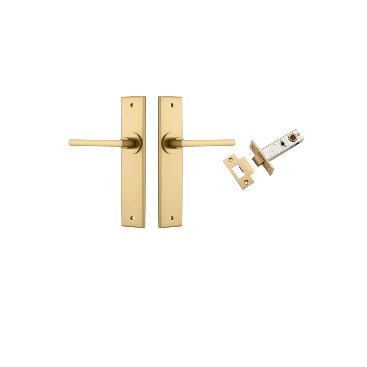 Baltimore Lever - Chamfered Backplate - Entry Point - Iver - Brushed Brass - Door Levers