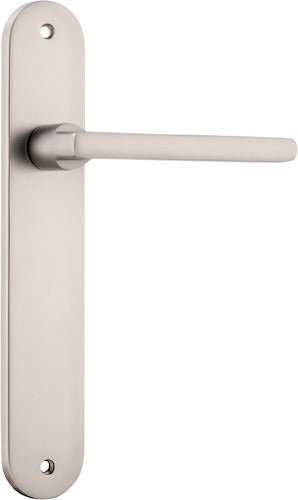 Baltimore Lever - Oval Backplate - Entry Point - Iver - Satin Nickel - Door Levers