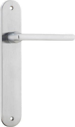 Baltimore Lever - Oval Backplate - Entry Point - Iver - Brushed Chrome - Door Levers