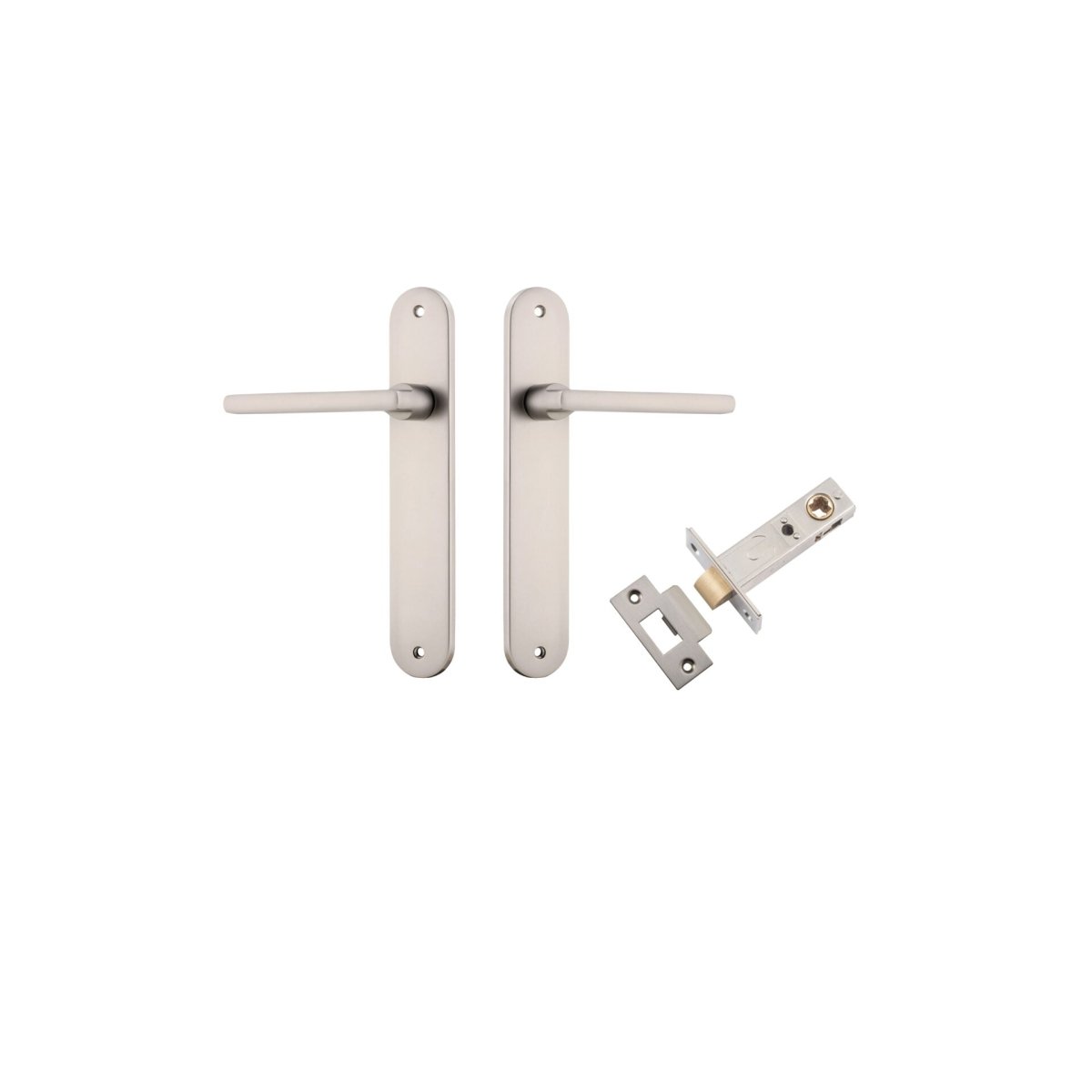 Baltimore Lever - Oval Backplate - Entry Point - Iver - Satin Nickel - Door Levers