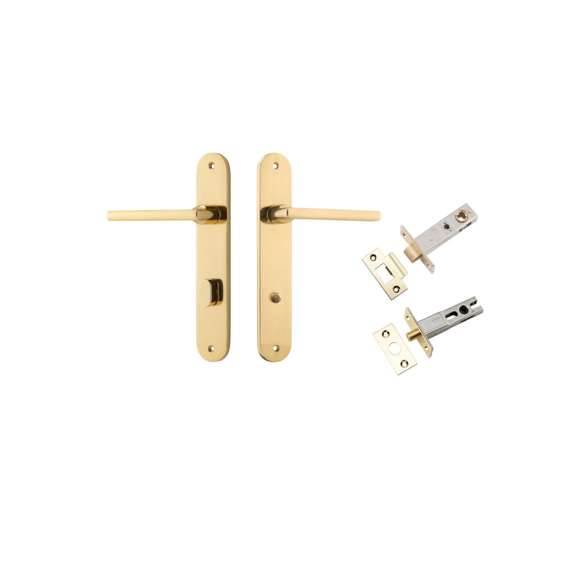 Baltimore Lever - Oval Backplate - Entry Point - Iver - Polished Brass - Door Levers