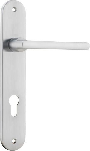 Baltimore Lever - Oval Backplate - Entry Point - Iver - Brushed Chrome - Door Levers