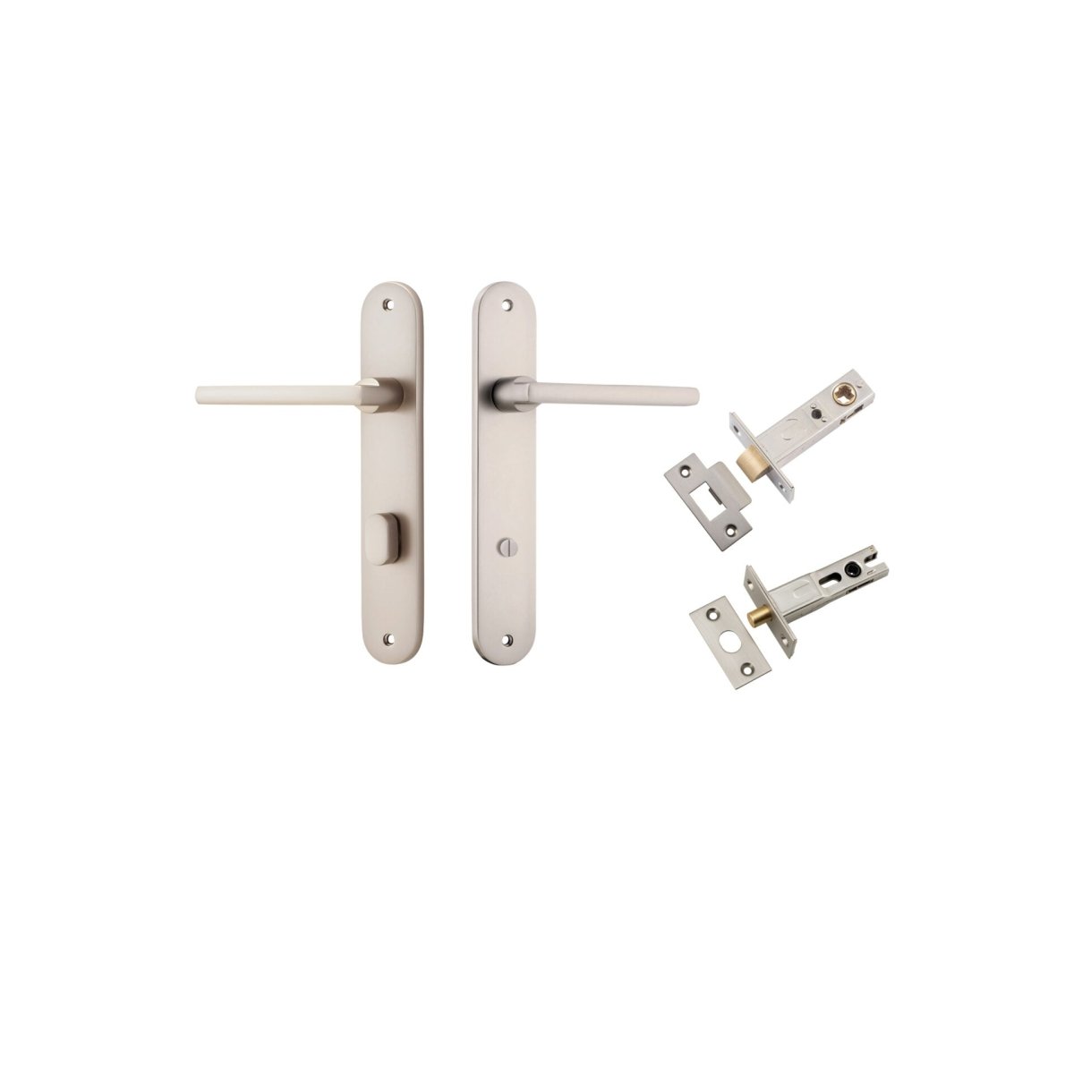 Baltimore Lever - Oval Backplate - Entry Point - Iver - Satin Nickel - Door Levers