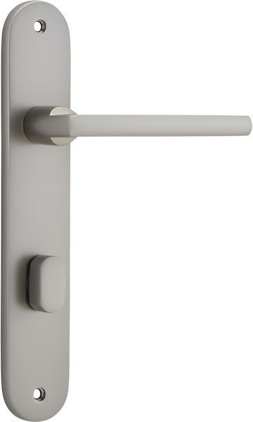 Baltimore Lever - Oval Backplate - Entry Point - Iver - Satin Nickel - Door Levers