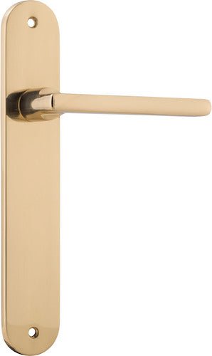 Baltimore Lever - Oval Backplate - Entry Point - Iver - Polished Brass - Door Levers