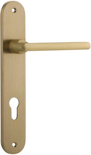 Baltimore Lever - Oval Backplate - Entry Point - Iver - Brushed Brass - Door Levers