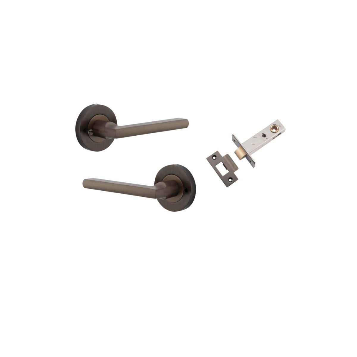 Baltimore Lever - Round Rose - Entry Point - Iver - Signature Brass - Door Levers