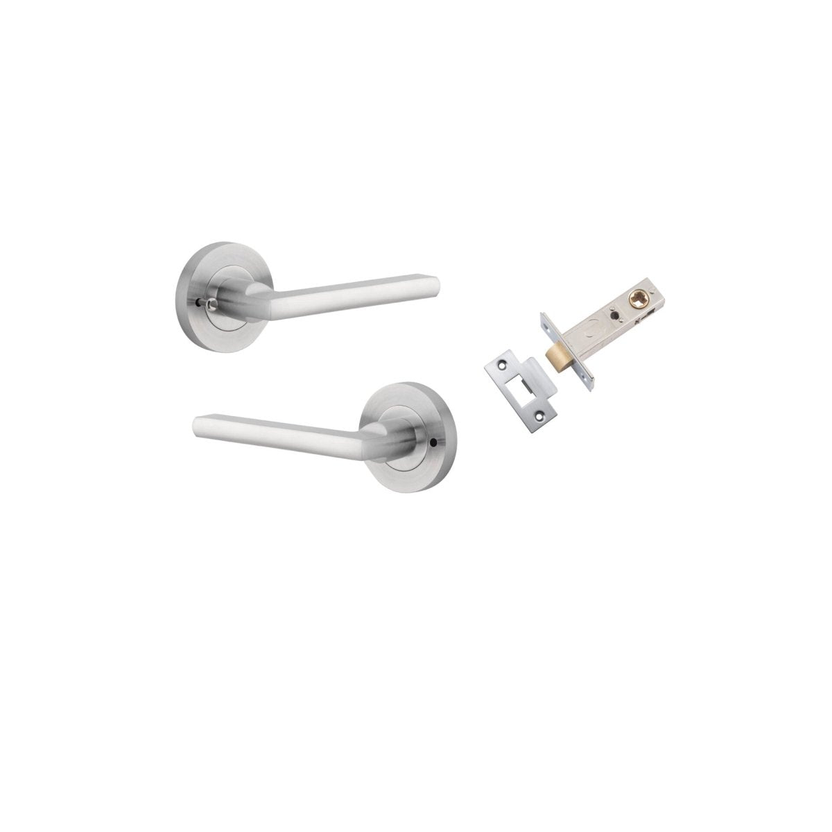 Baltimore Lever - Round Rose - Entry Point - Iver - Brushed Chrome - Door Levers