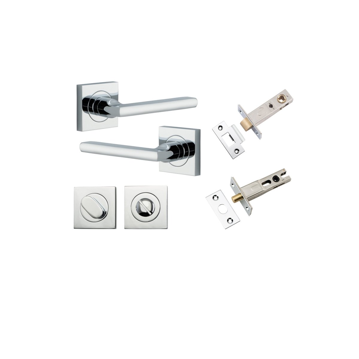 Baltimore Lever - Square Rose - Entry Point - Iver - Polished Chrome - Door Levers