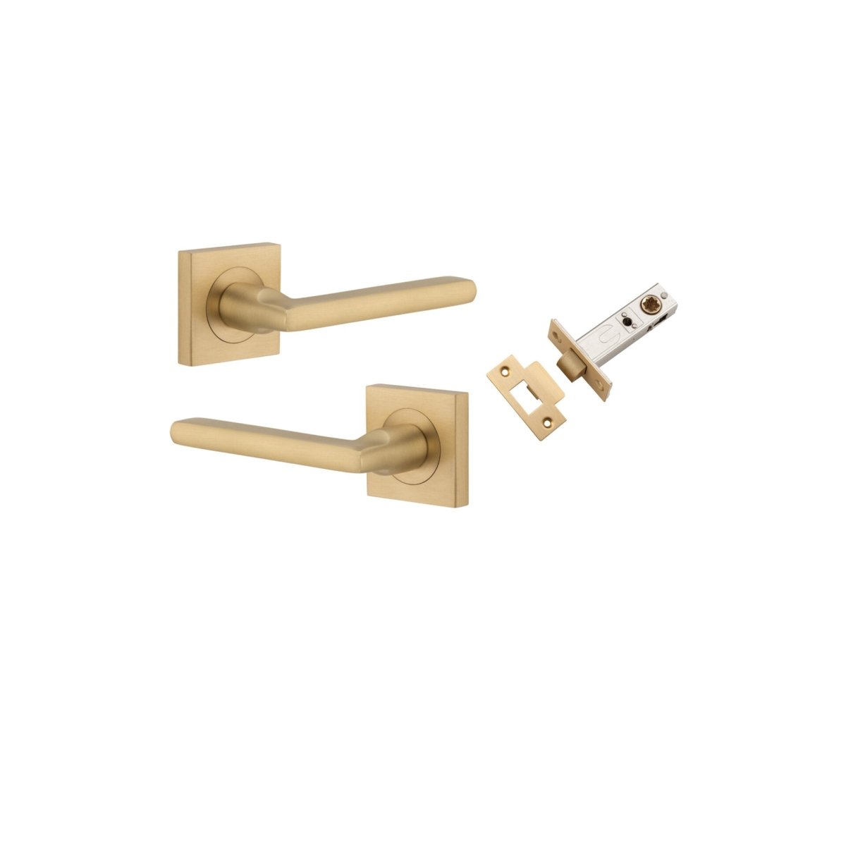 Baltimore Lever - Square Rose - Entry Point - Iver - Brushed Brass - Door Levers