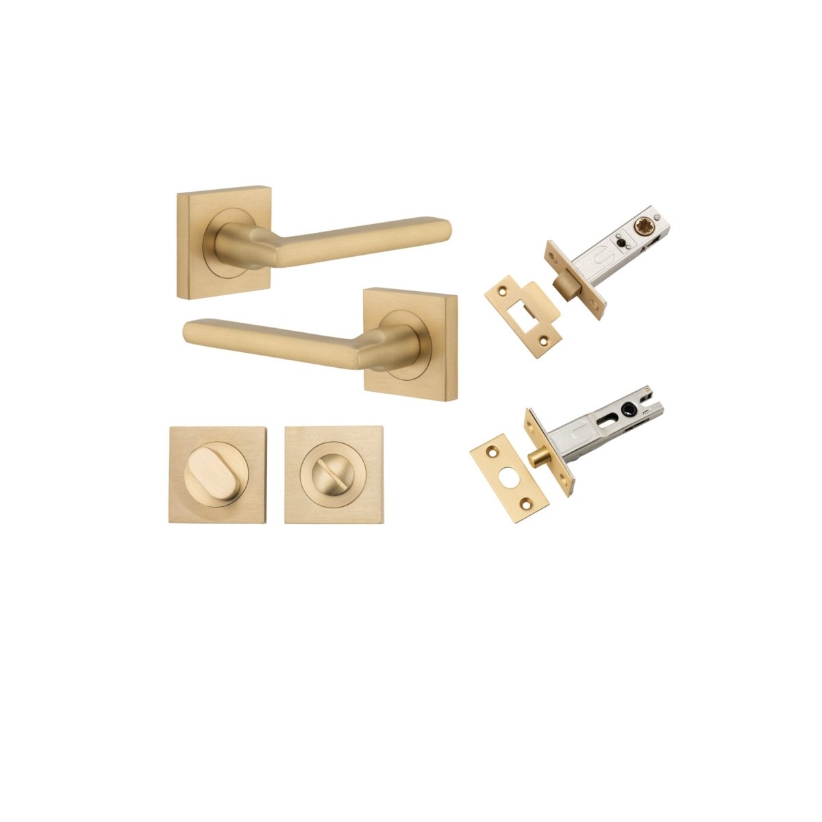 Baltimore Lever - Square Rose - Entry Point - Iver - Brushed Brass - Door Levers