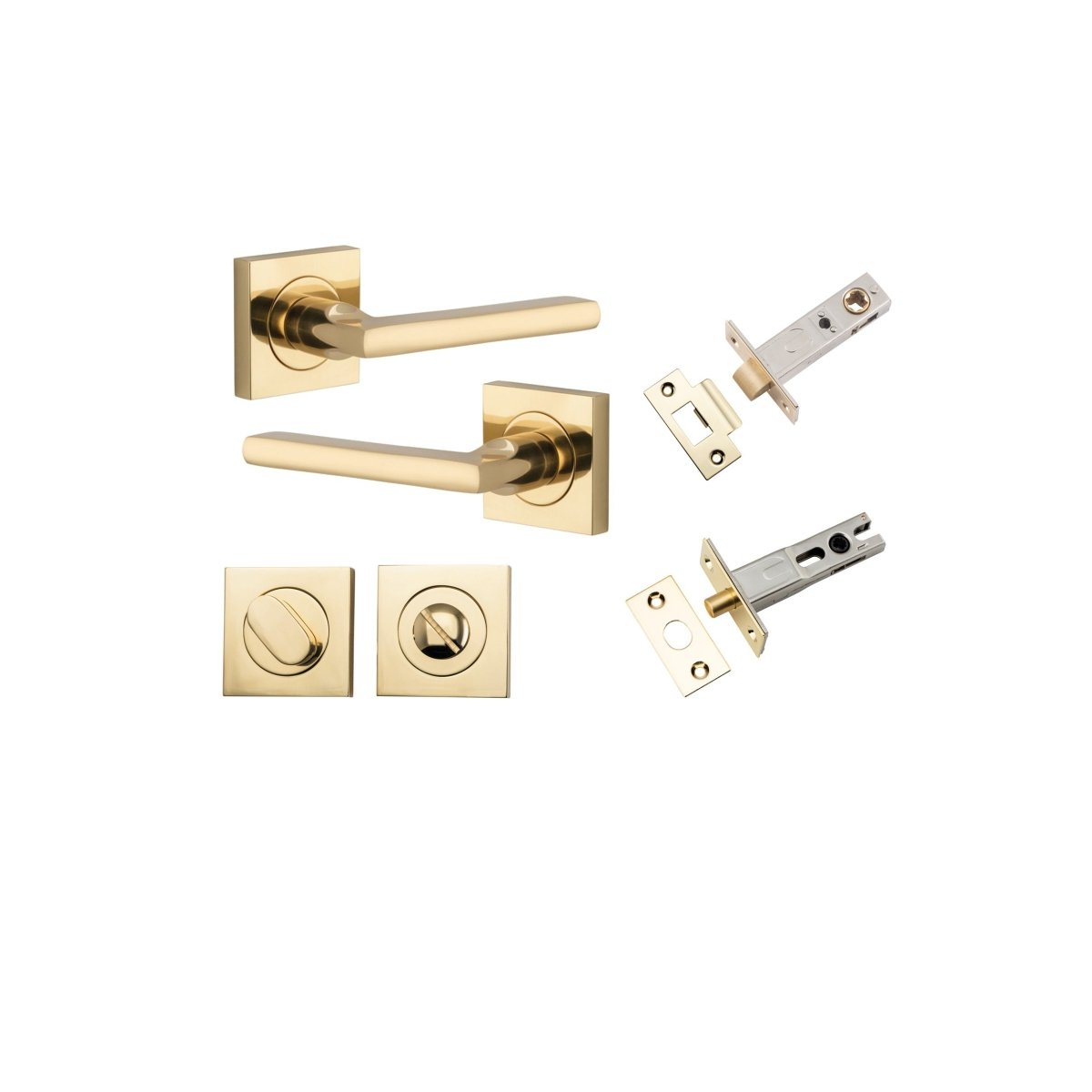 Baltimore Lever - Square Rose - Entry Point - Iver - Polished Brass - Door Levers