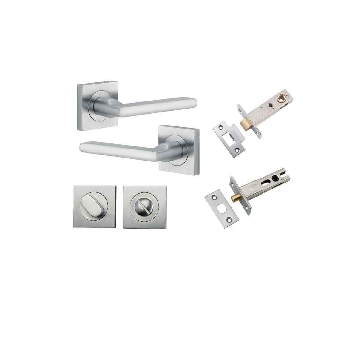 Baltimore Lever - Square Rose - Entry Point - Iver - Brushed Chrome - Door Levers