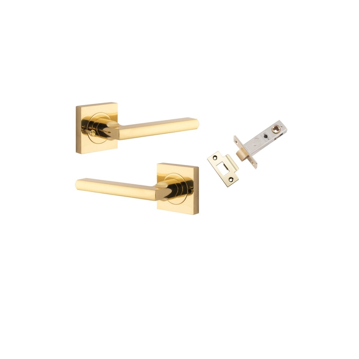 Baltimore Lever - Square Rose - Entry Point - Iver - Polished Brass - Door Levers